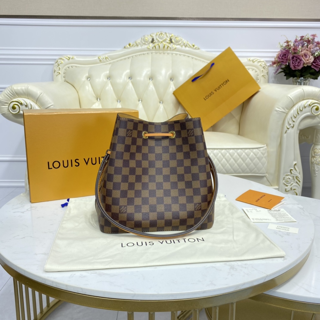 Louis Vuitton NEONOE MM Bucket Bag Damier Ebene N40213 Yellow